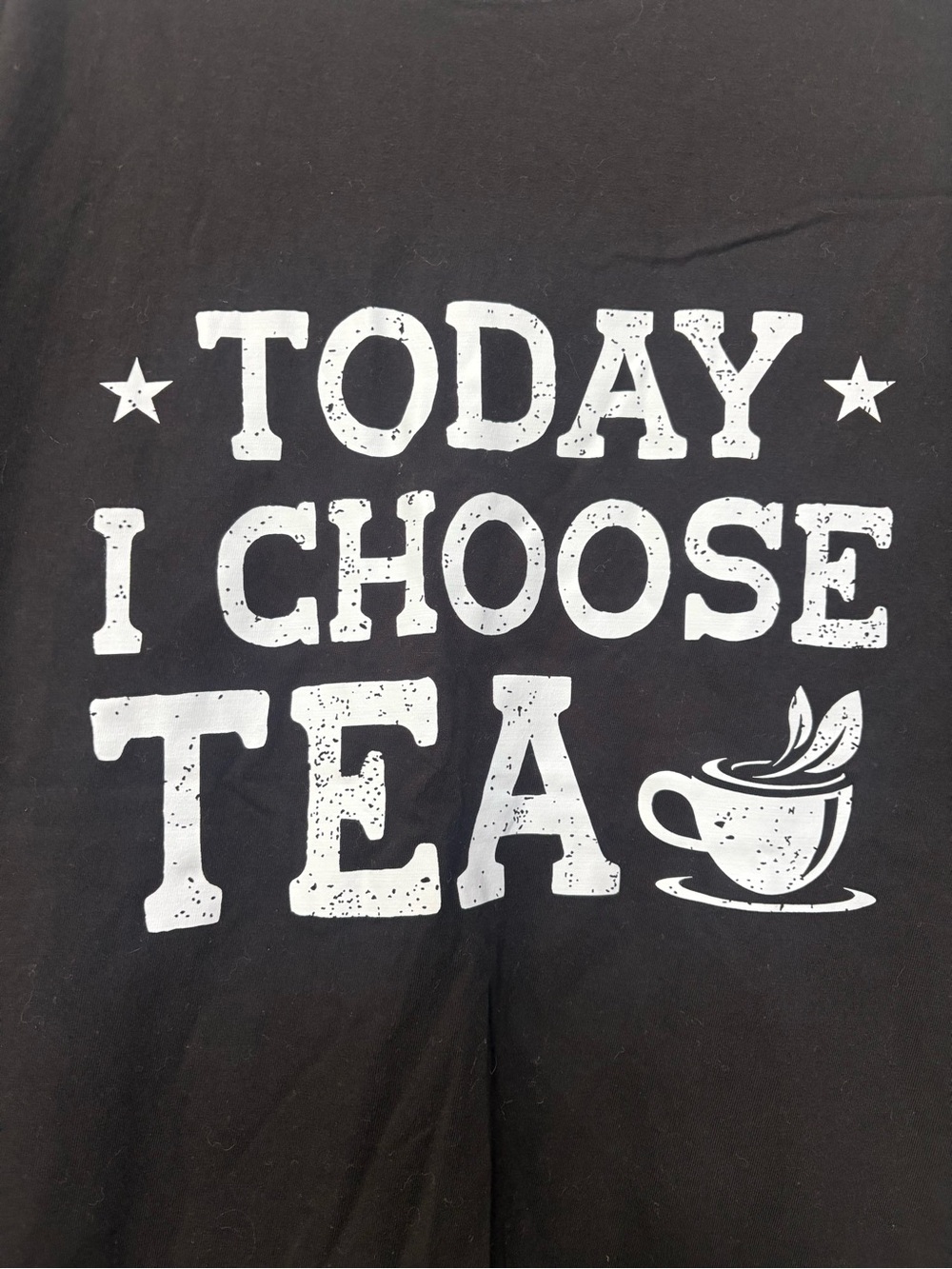 Black Graphic Tee "Today I Choose Tea" teacup 100% Cotton NWOT size L - Picture 2 of 3